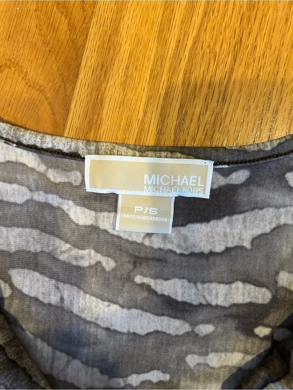 Michael Kors Brown and White Cowl Neck Sleeveless Blousex